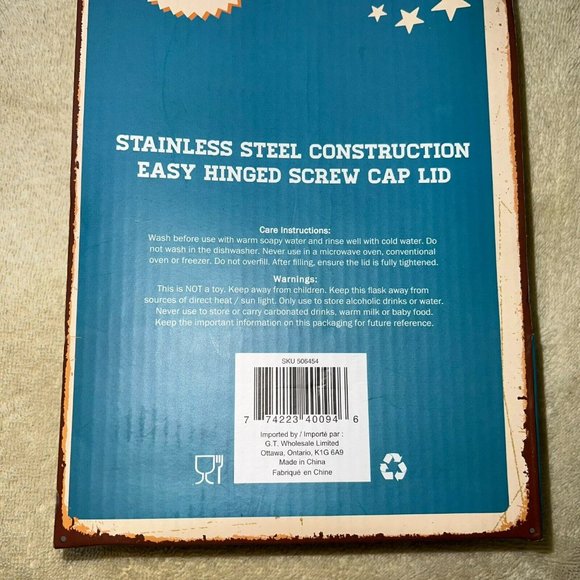 Just One Last Drink Stainless Steel XL Hip Flask 1.7 Liters Wine Bottle - Picture 6 of 6